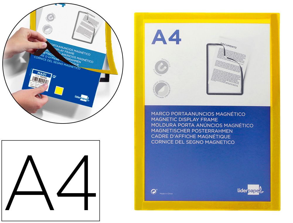 Marco porta anuncios tarifold magneto din a4 dorso adhesivo removible color  negro pack de 2 unidades